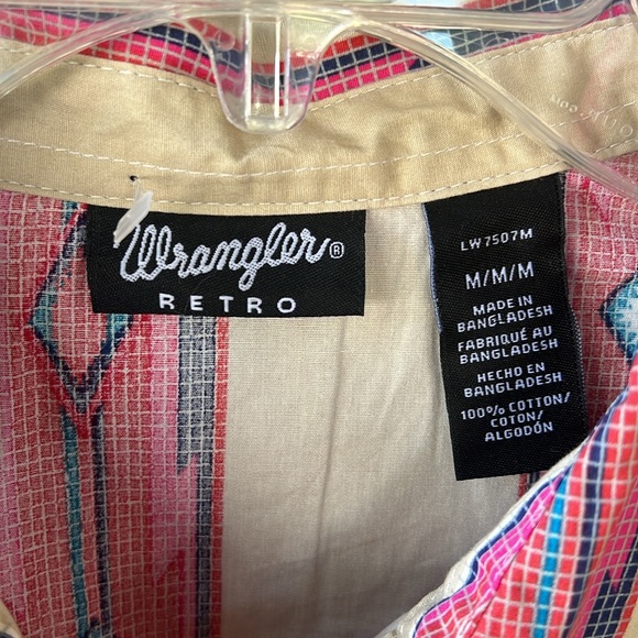 Wrangler Retro New w Tag Women's Pearl Snap Sz M Aztec Print Button Down Top - Picture 3 of 7